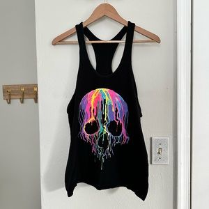 Etsy ExpressionTees Liquid Neon Skull racer back tank sz: XXL